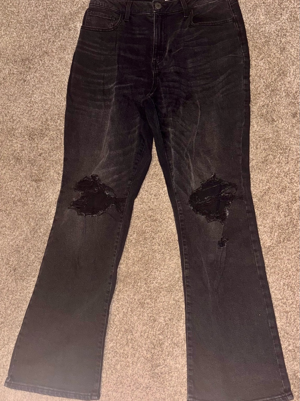SO Black Flare Jeans with Distressed Knees